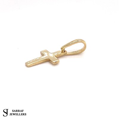 Solid 9ct Yellow Gold Plain Cross Pendant Charm Hallmarked 375 Stamp Brand New