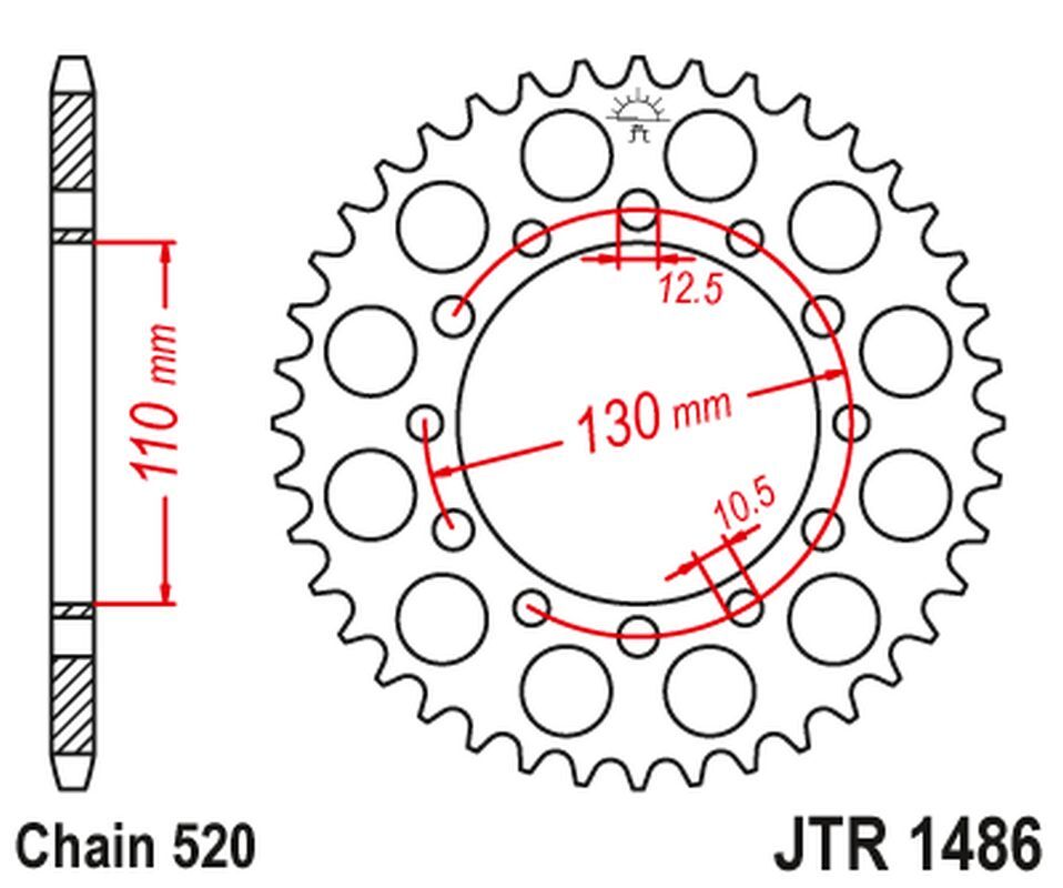 Pignon arrière JT 504 42 pour réparer la transmission de Honda TRX 200 '90-97'