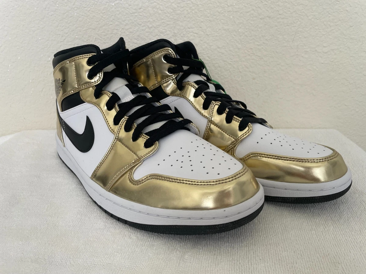 Nike Air Jordan 1 Mid Metallic Gold White Black sz 11.5 Men GS