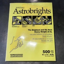 New 500 Astrobrights Wausau Colored Premium Cardstock Solar Yellow Sheets 24 lb
