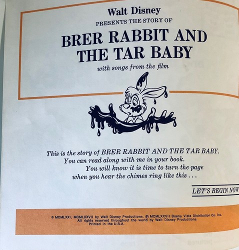BRER RABBIT AND THE TAR BABY BY JOEL CHANDLER DISNEY VINTAGE BOOK,MINT ...