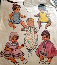 VTG 1970s DOLL WARDROBE Sewing Pattern Height 14"