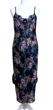 Vintage California Dynasty Slip Dress Lace Sheer Burnout Floral Nightgown Size S