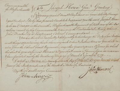 JOHN HANCOCK Signed Document - US Founding Father - Massachusetts Gov'r preprint