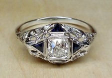0.50Ct White Round Moissanite Art Deco Style Wedding Ring In 925 Sterling Silver