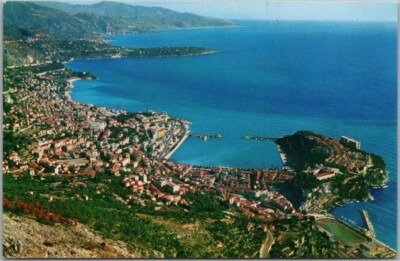 c1950s PAN-AM WORLD AIRWAYS Advertising Postcard MONACO Aerial View / Unused