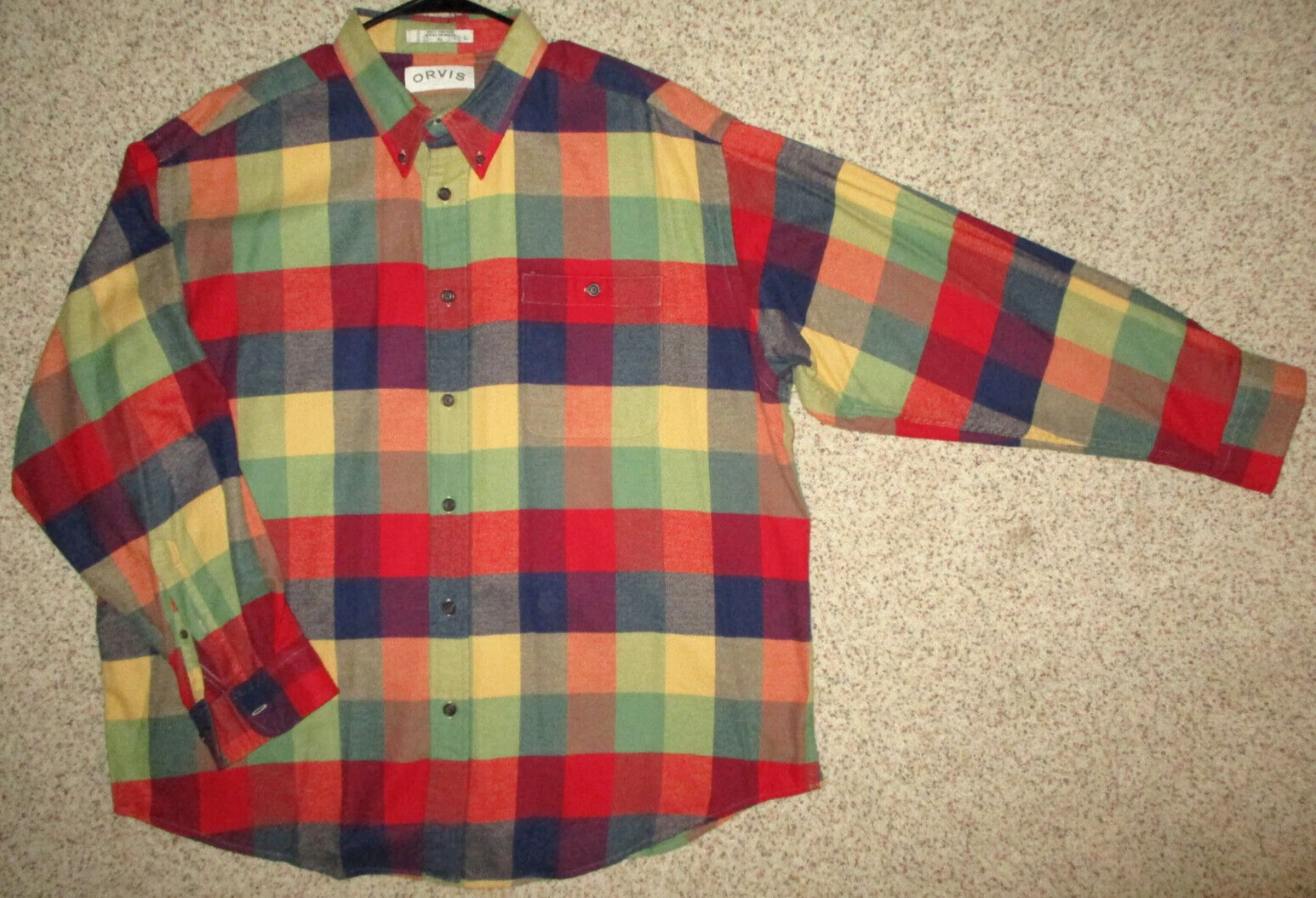 Orvis Flannel Shirt Mens XL Plaid Colorful Cotton Lumberjack Outdoor Trucker