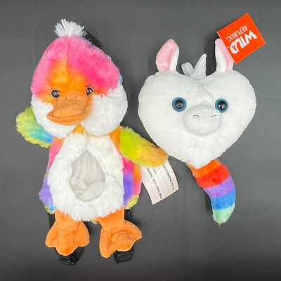 Rainbow Pride Plush Duck Stuffed Animal Backpack Wild Republic & Unicorn Heart