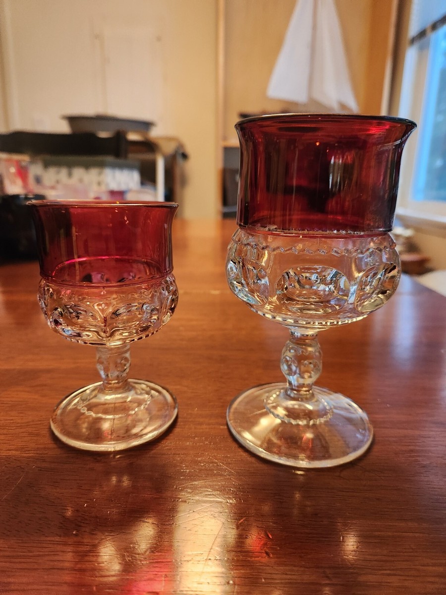 Indiana Glass Company Kings Crown Thumbprint Red and Clear | eBay