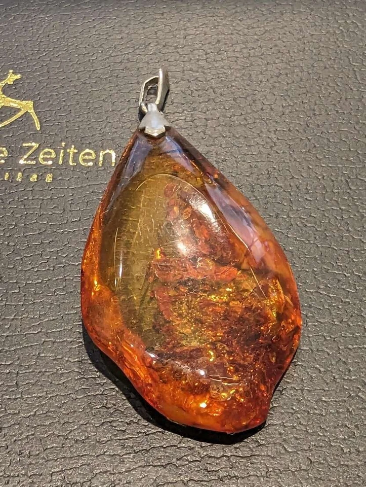 Goldene Zeiten Juweliere Anhänger Natur cognac Bernstein V Öse 835 Silber - Bild 4 von 4