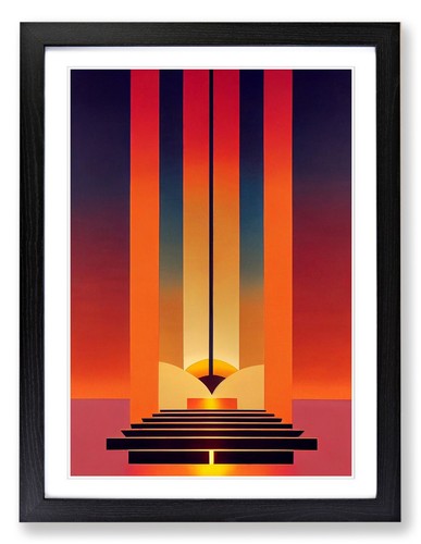 Art Deco Ocean Sunset Prints Black Framed Wall Art Poster Picture Decor Painting - Picture 8 of 14