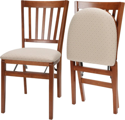 STAKMORE School House Folding Chair, Wood, Cherry Finish, Set of 2, 21D X 17.25W