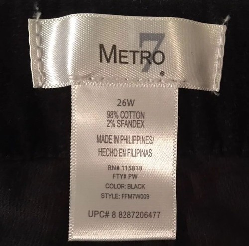 Pantaloni Metro 7 taglia 26W 48x33 elasticizzati neri bling simil velluto/velluto a coste usati in ottime condizioni - Foto 5 di 7