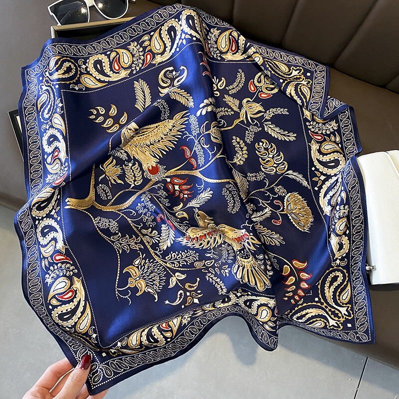 100% Mulberry Silk 27'' Scarf Women Vintage Birds Flower Kerchief
