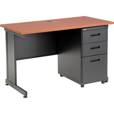 Global Industrial 48''W x 24''D Office Desk with 3 Drawers Cherry