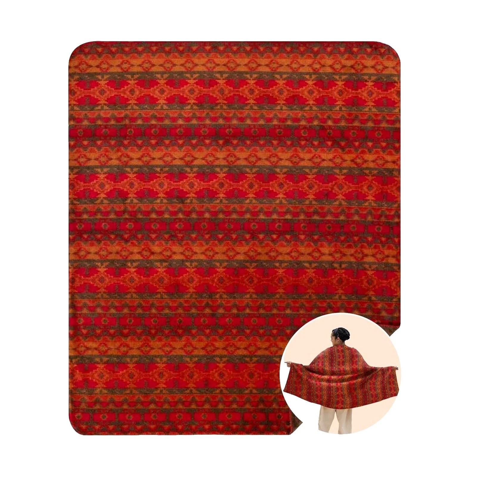 Cobijas y mantas de poliéster geométrico Marrón