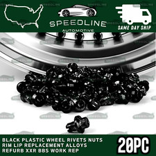 20 X Black Plastic Wheel Rivets Nuts Rim Lip Replacement Alloys Bbs Work Style