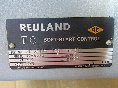 REULAND SOFT START CONTROL 35-657X 35657X 7.5HP 575V TYPE ITC - USED - Picture 2 of 7