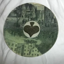 JOHN DERIAN Co Decoupage Glass Plate/Plaque SCENES PEOPLE BLACK SPADE!! SIGNED