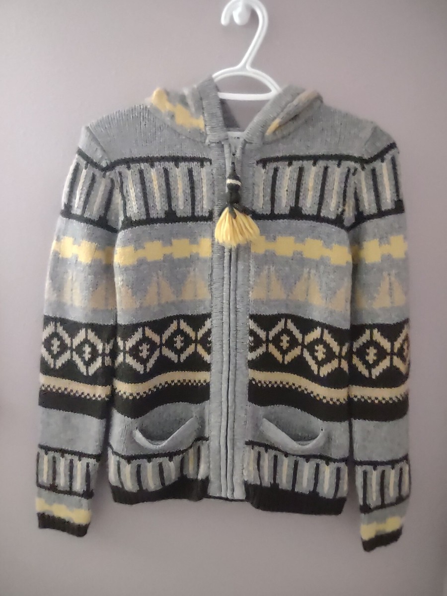 Anthropologie Sparrow Fair Isle Zip Cardigan Sweater S Fringe Nordic Wool