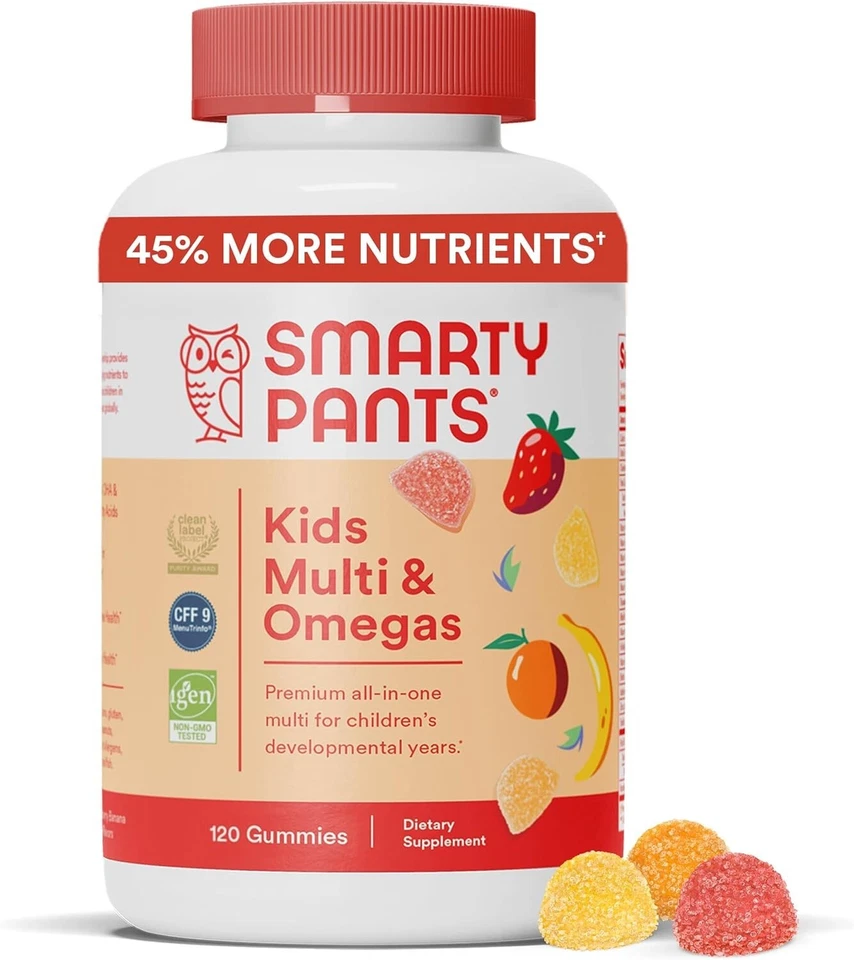 Gominolas multivitamínicas para niños SmartyPants: aceite de pescado omega 3, vitaminas D3, C, B12, B6 Foto 2 de 4