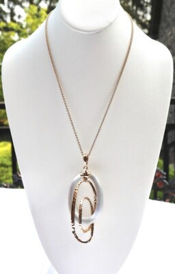 ALEXIS BITTAR YELLOW GOLD PLATED NEKLACE WITH WHITE LUCITE SPHERE PENDANT