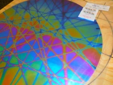 Dichroic Glass:CBS 96 COE Pixie Stix  on Flat Thin Black - 3"Sq