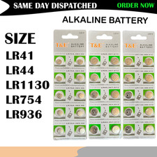 LR44 LR41 L1130 LR754 LR936 1.5V Button Cell Batteries for Watch Toy Remote