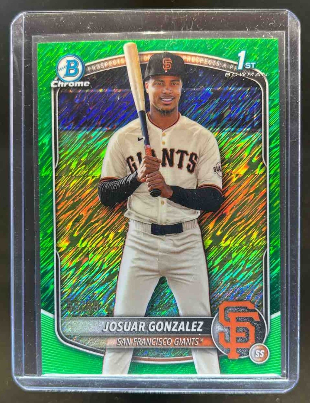 2025 Bowman Chrome Josuar Gonzalez Green Shimmer Refractor 1st Prospect #65/99