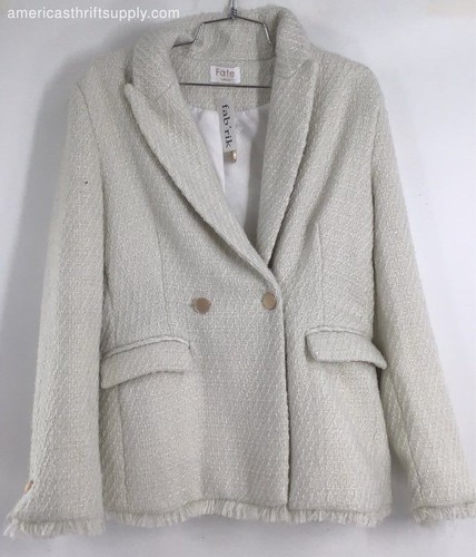 NWT Fate Women's White Mari Tweed Blazer - Size M