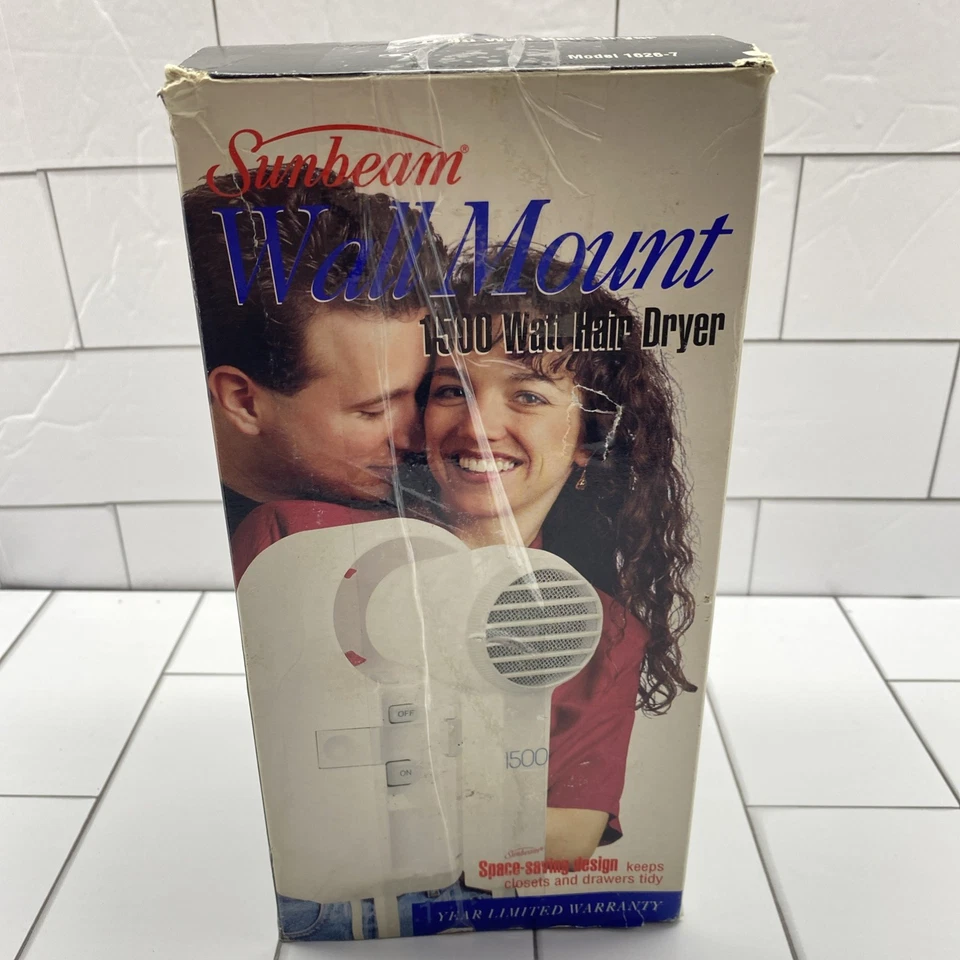 Sunbeam Wall Mount Hair Dryer Hotel Style 1500 Watt Opened Box With Hardware - Image 3 of 4