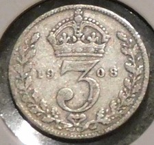 British Silver Threepence - 1908 Rim Ding On Ed Side. - King Edward Vii British Silver Threepence - 1908 Rim Ding On Ed Side. - King Edward Vii