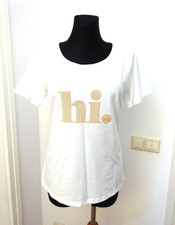 More&More edles Shirt mit Wording metallic gold weiß Gr. 40 neu (NP39,99)