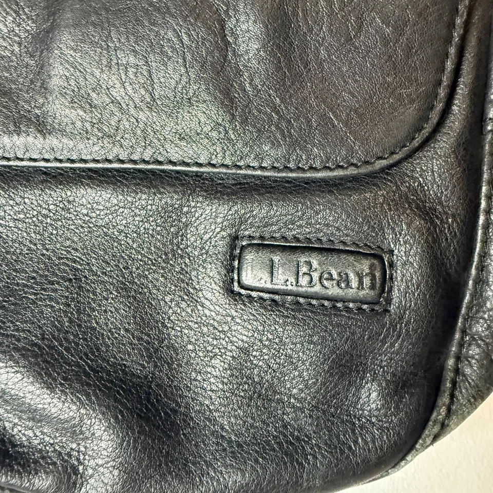 Mochila Bolso Bandolera LL BEAN AMERIBAG Cuero Negro Años 90 De Colección Foto 3 de 4