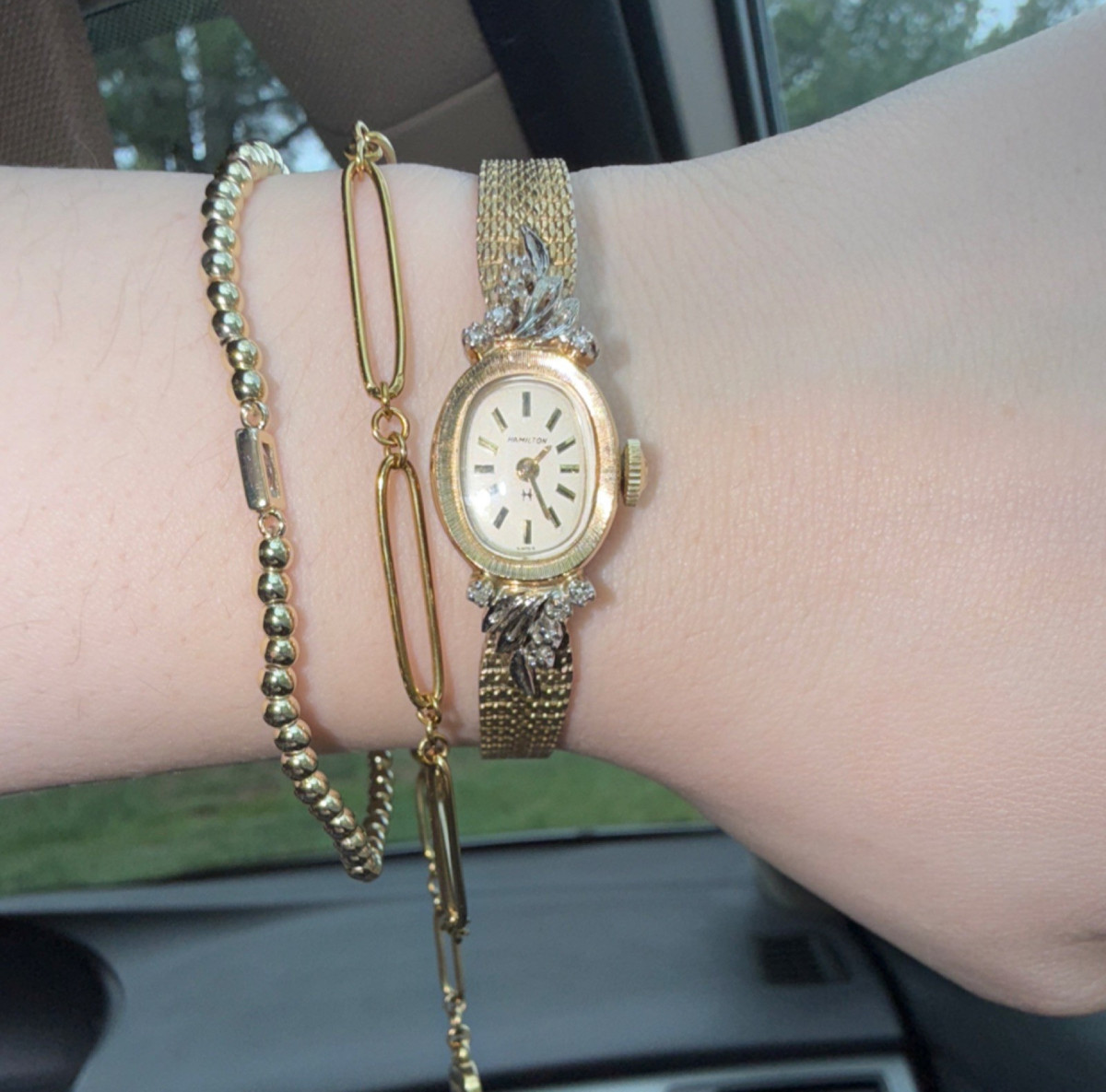Hamilton Vintage Women's Gold Oval Analog Bracelet Wristwatch