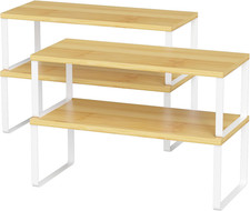 Kitchen Cabinet and Counter Shelf Organizer, Stackable Expandable, Set of 4, W