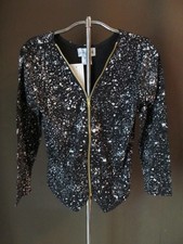 Vintage Zip Front top 80s w/paint splatter look Medium deadstock