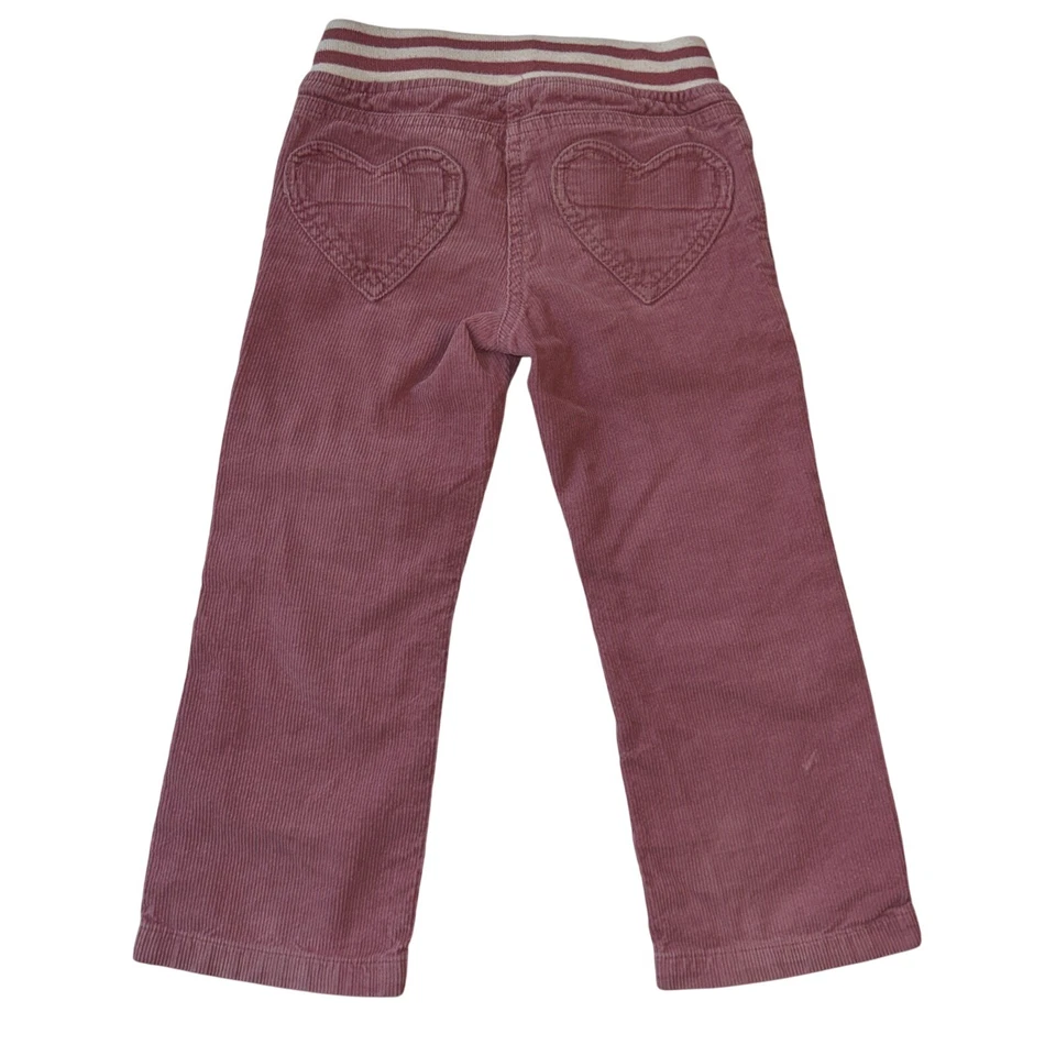 Mini Boden Corduroy Pants Girls 7Y Pink Heart Knees Adjustable Drawstring - Image 4 of 4