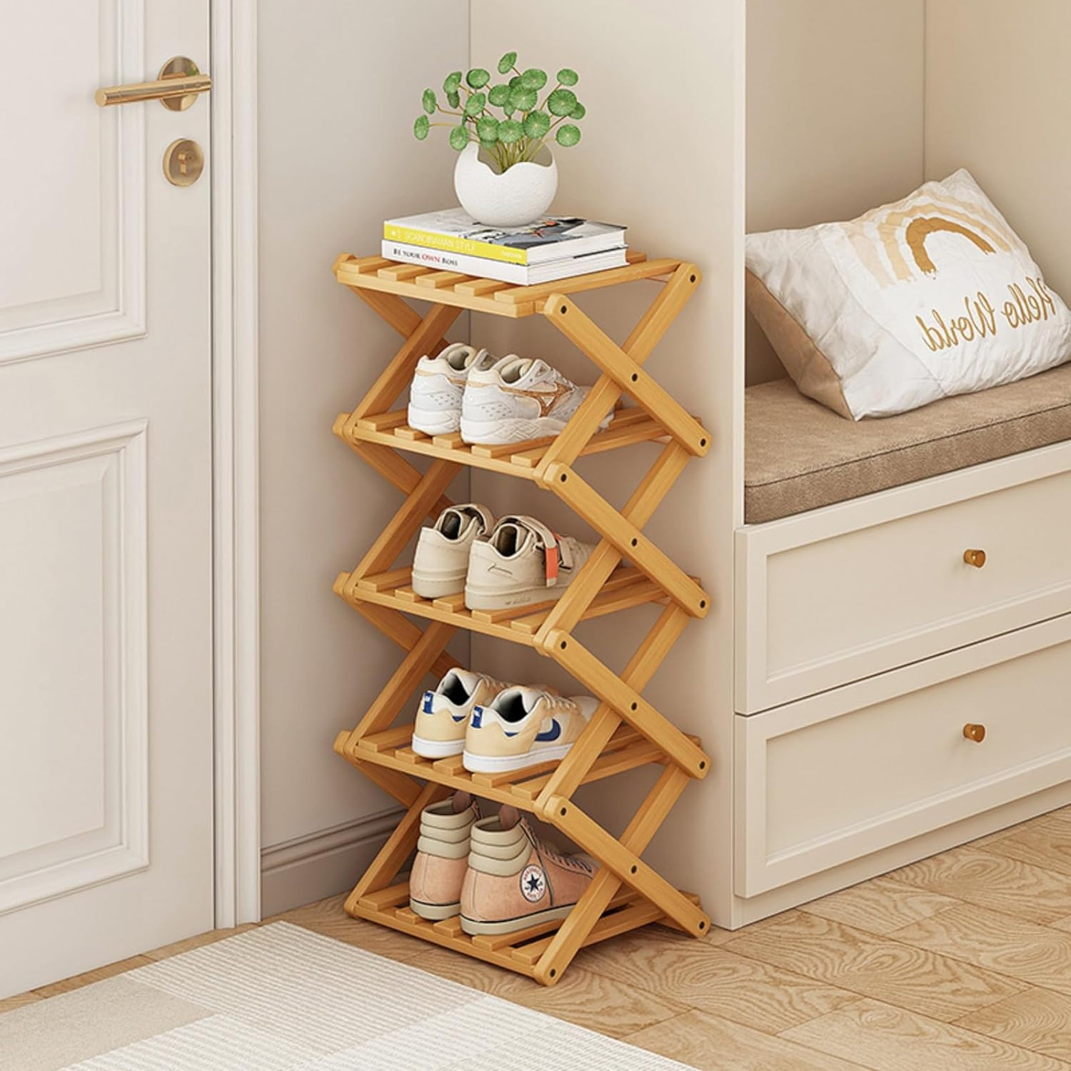 Scarpiera in Bambù 100% Naturale: Organizer Pieghevole Eco-Friendly