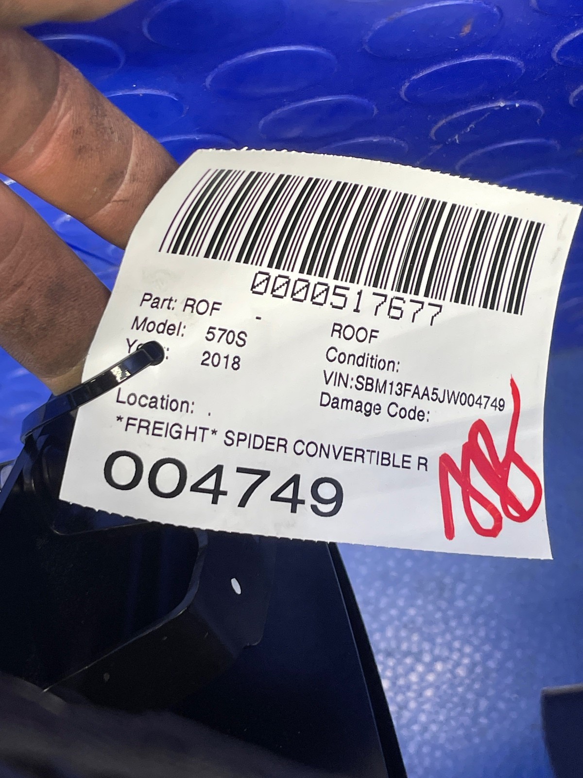 2016-2021 MCLAREN 570S OEM SPIDER CONVERTIBLE ROOF TOP STORM GRAY (SGY)