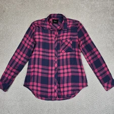 RAILS Hunter Indigo Plaid Button Shirt Top 100% Rayon Women Size Small