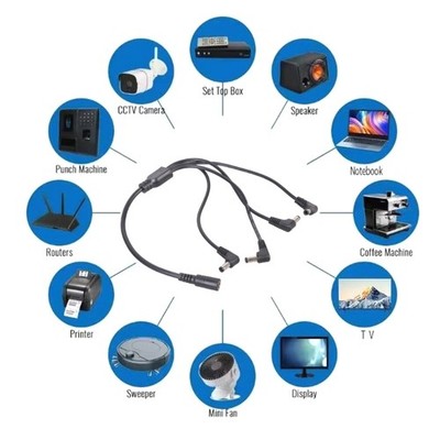 5.5x2.1mm DC5521 Y Splitter Cable Female to 2/3/4 Male Elbow Power Extension