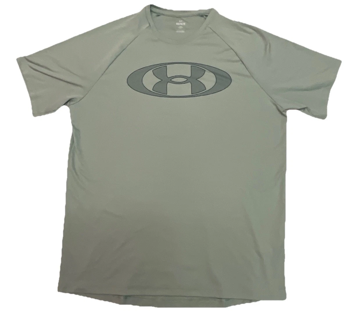 Under Armour Shirt Mens Medium Green Loose Fit Graphic Logo T-Shirt Athletic Gym