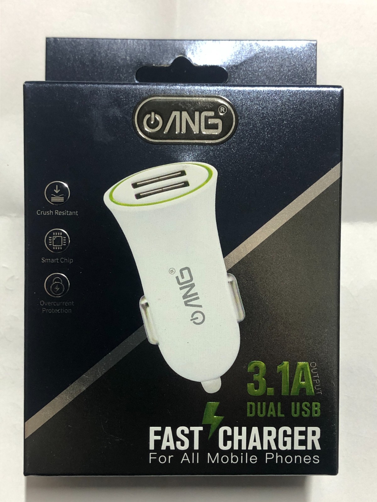 ANG Fast Charger Dual USB 3.1A All Mobile Phones Plug Into Car Cigarette Lighter