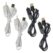 4 Pack USB Extension Cable with Switch On/Off 2 Pin Wire Connector DIY Power