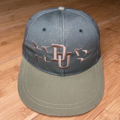 VTG Ducks Unlimited Green Olive Embroidered DU Ducks Strapback Structured Hat