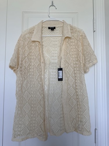 Mann Boohoo Man Men's Short Sleeve Lace Shirt Button Up Size M NWT