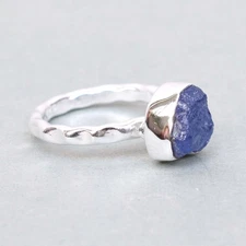 Natural Raw Tanzanite Ring 925 Sterling Silver Birthstone Tanzanite Ring-RR007