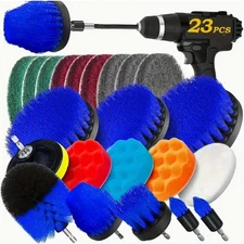 Drill Brushes Set 23pcs Tile Grout Power Scrubber Cleaner Spin Tub Shower Wall