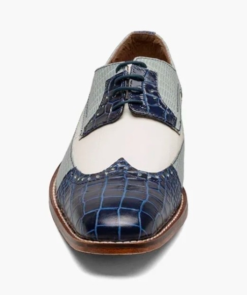 Stacy Adams Gallinari Dark Blue Multicolor Dress Shoes Size 10W